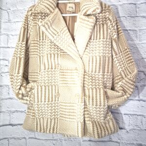 Women's Tan Plaid Faux Fur Jacket